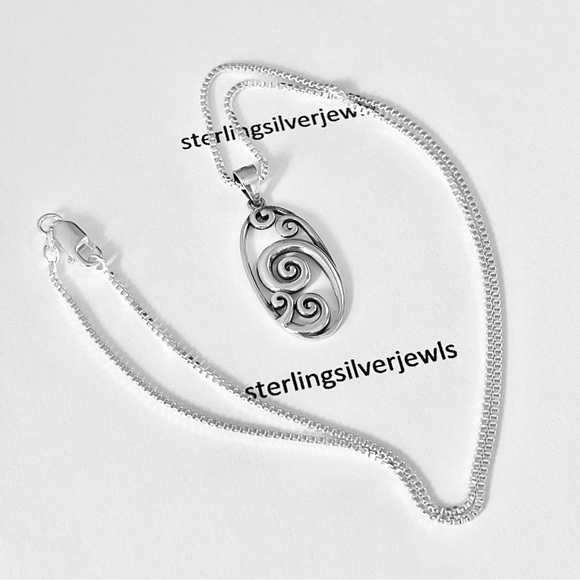 Sterling Silver A Lot Of Waves Necklace, Ocean Necklaces, Multiple Spiral Chain - Picture 2 of 11